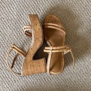 Universal Thread Cork-Effect Wedge Sandals in Tan